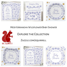 Mediterranean Blue White Wildflower Baby Shower