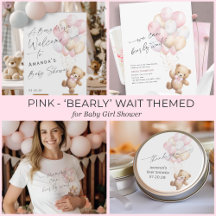 Cute We Can Bearly Wait, Pink Teddy Bear Shower