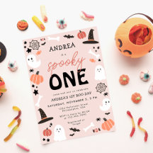 Modern Cute Spooky One Birthday