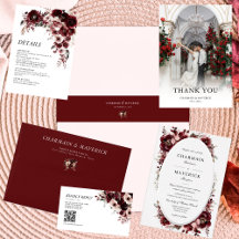 Burgundy Floral Wedding Stationery