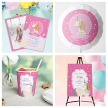 Dreamy Hot Pink Magical Rainbow Unicorn Birthday