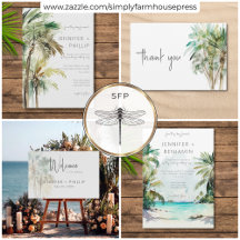 Tropical Palm Trees Modern Wedding