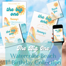 The Big One Watercolor Beach 1st Birthday