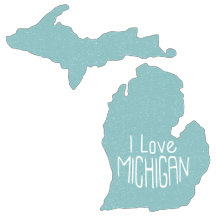 Michigan Silhouette Blue Gray I Love 