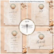 Modern Coastal Seashell Sand Wedding