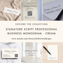 Signature Script Business Monogram - Cream