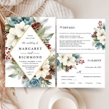 Rustic Elegant Dusty Blue Floral Winter Wedding