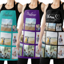 Personalized Family Photo Collage Aprons with Name