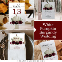 White Pumpkin Burgundy Floral Wedding / Shower