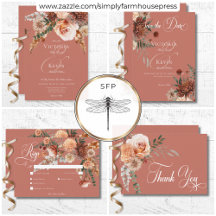 Boho Peach & Rust Floral Rust Wedding