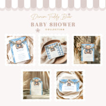 Modern Denim Teddy Bear Baby Shower