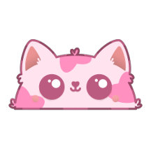 Cute Kawaii Cartoon Pink Cat with Heart Patches