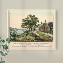 Vintage 1732 Birthplace of George Washington Print