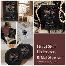Tropical Floral Skull Halloween Bridal Shower