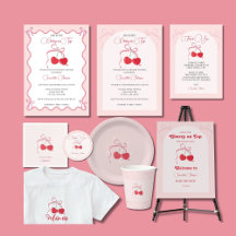 Cherry on Top Pink Bow Baby shower
