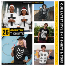 Black and White Various Geometric Shape Tops