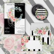 Elegant Floral Wreath on Black Wedding Suite