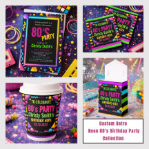 Custom Retro Neon 80’s Birthday Party Collection