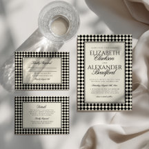 Old Money Retro Diamond Checkered Wedding Suite