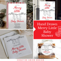 Hand Drawn Merry Little Baby Shower