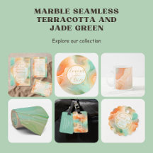 Marble Seamless Terracotta and Jade Green