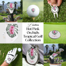 Ladies Hot Pink Orchids Tropical Golf Collection