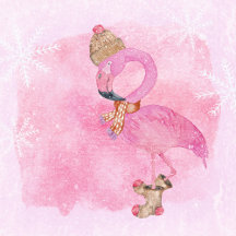 Cute Pink Christmas Winter Flamingo Bird 