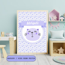 Cute Purple & Pink Cat - Baby Shower Collection