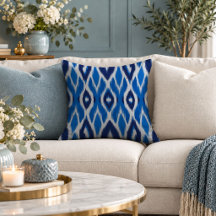 Authentic Blue Ikat Pattern Pillows