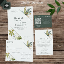 Romantic Vines Minimal Garden Green Blue Wedding