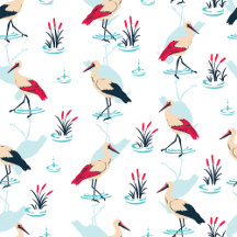 Serene Stork Sanctuary - Elegant Pond Scene