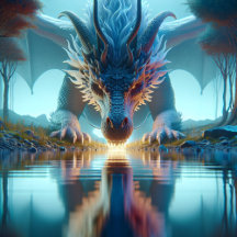 Ethereal Mystical Blue Dragon Ai Art