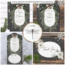 Rustic Charcoal Pine Winter Sparkle Wedding
