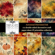 Autumnal Distressed Ink Craft Paper Backgrounds