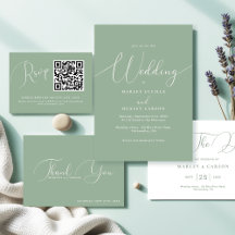Minimalist Script Sage Green Wedding Collection