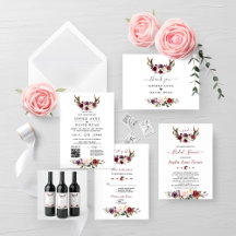 Burgundy Plum Floral Antlers Collection