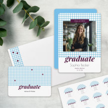 Modern Elegant Blue Graduation Cap Pattern Suite
