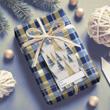 Blue and Gold Christmas Gift Wrapping Supplies