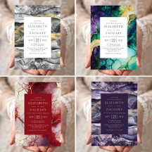 Abstract Watercolor and Ink Wedding Invitations