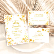 Elegant White and Gold Quinceanera Collection