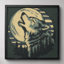 Vintage Howling Wolf Wilderness Design