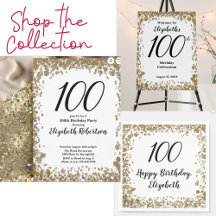 100th Birthday Gold Sequin Party Supplies