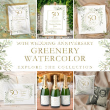 Greenery Watercolor 50th Wedding Anniversary Suite