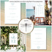 Minimal Typography Aqua & White Seashell Wedding