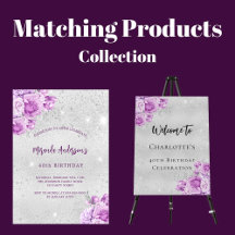 Birthday party - Silver and violet pink flowers