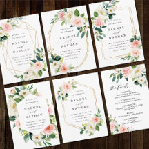 Blush White Bloom Floral Invitation Collection