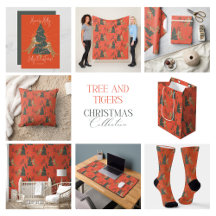 Vintage Christmas Cute Tiger Christmas Tree