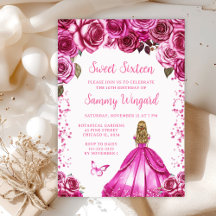 Fuchsia Pink Floral Confetti Princess