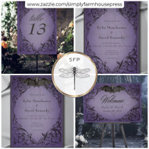 Vintage Bat Until Death Purple Wedding
