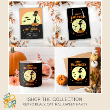 Retro Black Cat Halloween Party